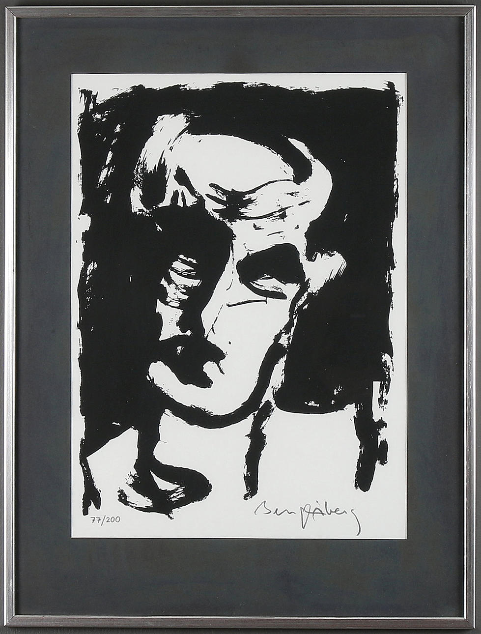 BENGT ÅBERG. "Självporträtt", litografi, signerad och numrerad. 77/200.
