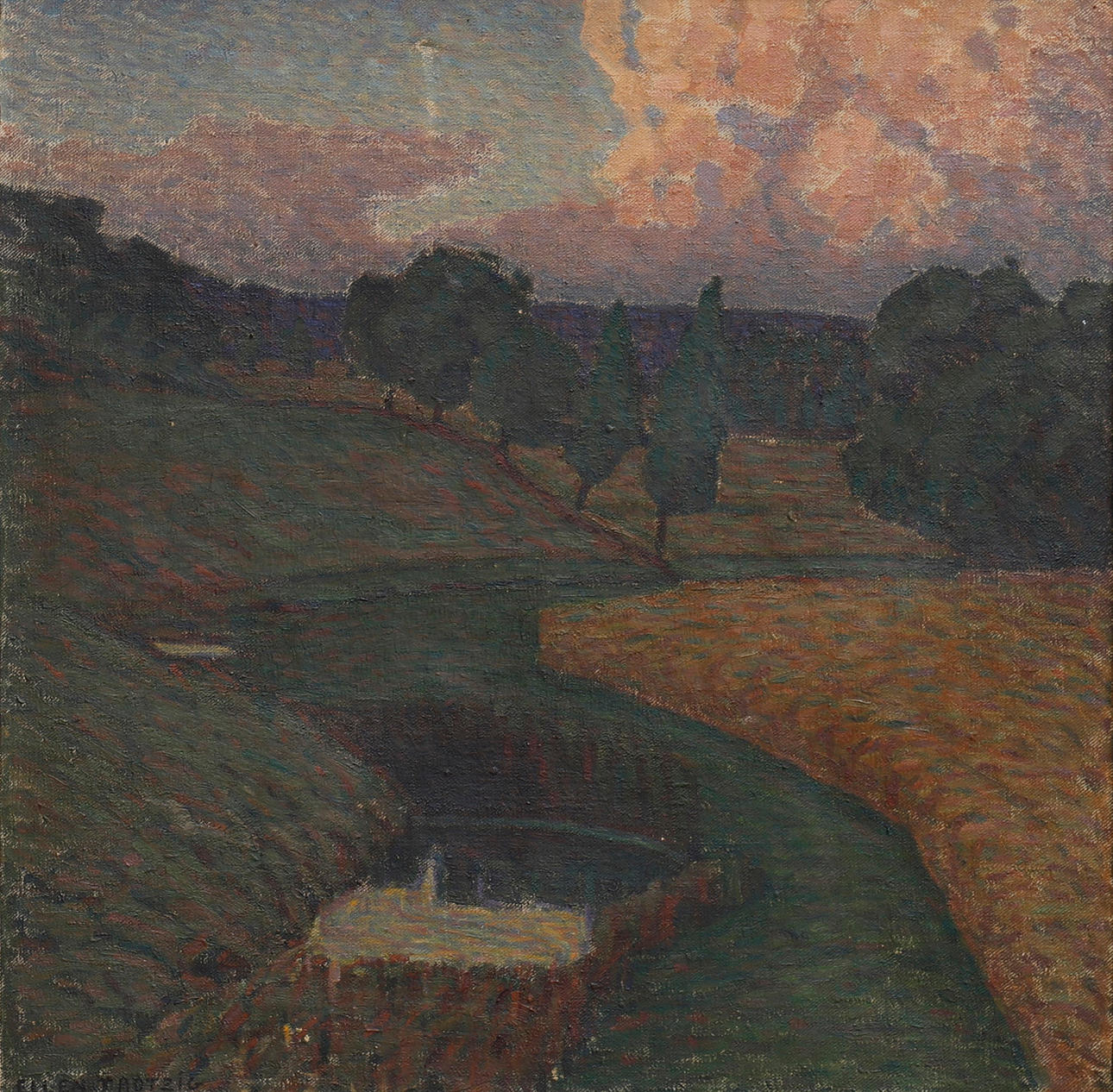 ELLEN TROTZIG. AFTONLANDSKAP.