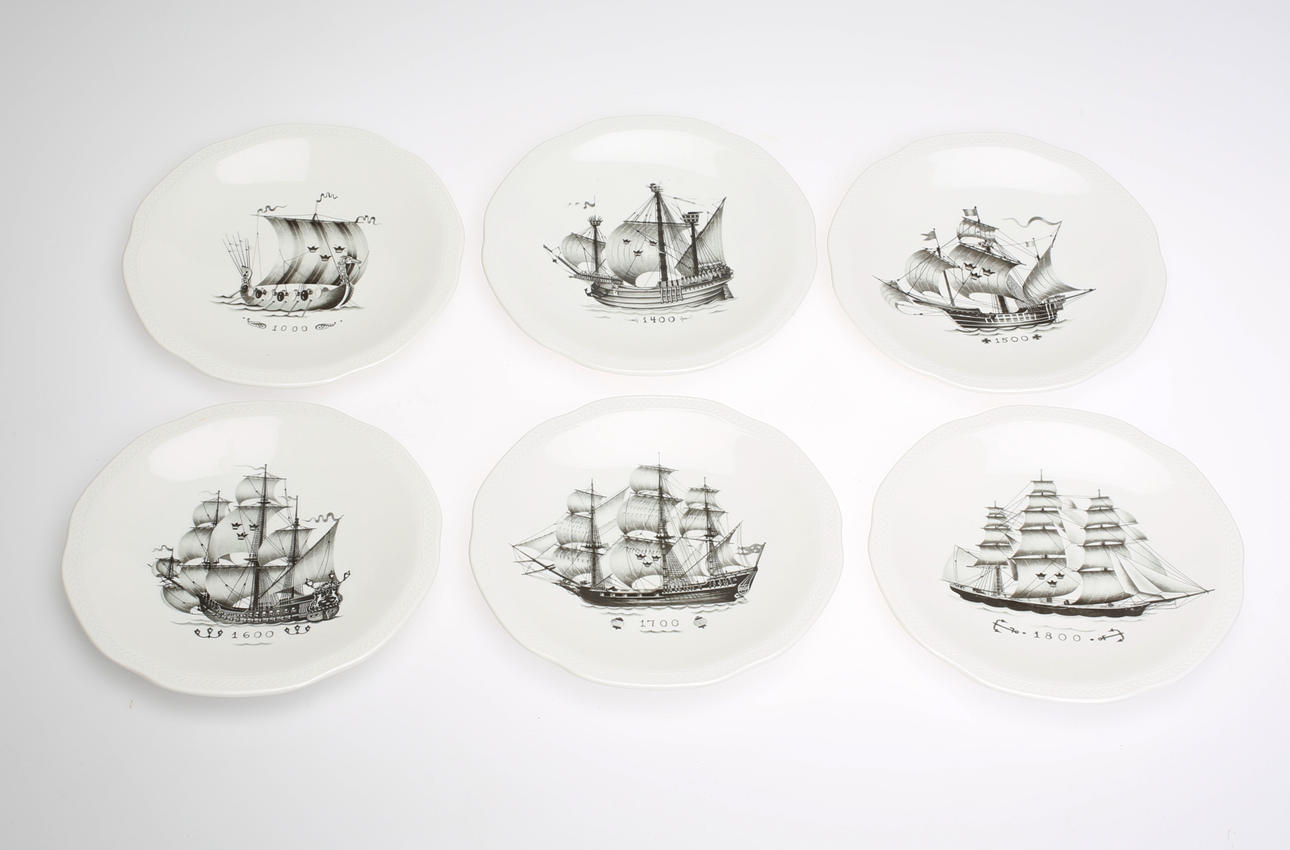 TALLRIKAR, 6 st, Rörstrand, Svenska amerikalinjen.