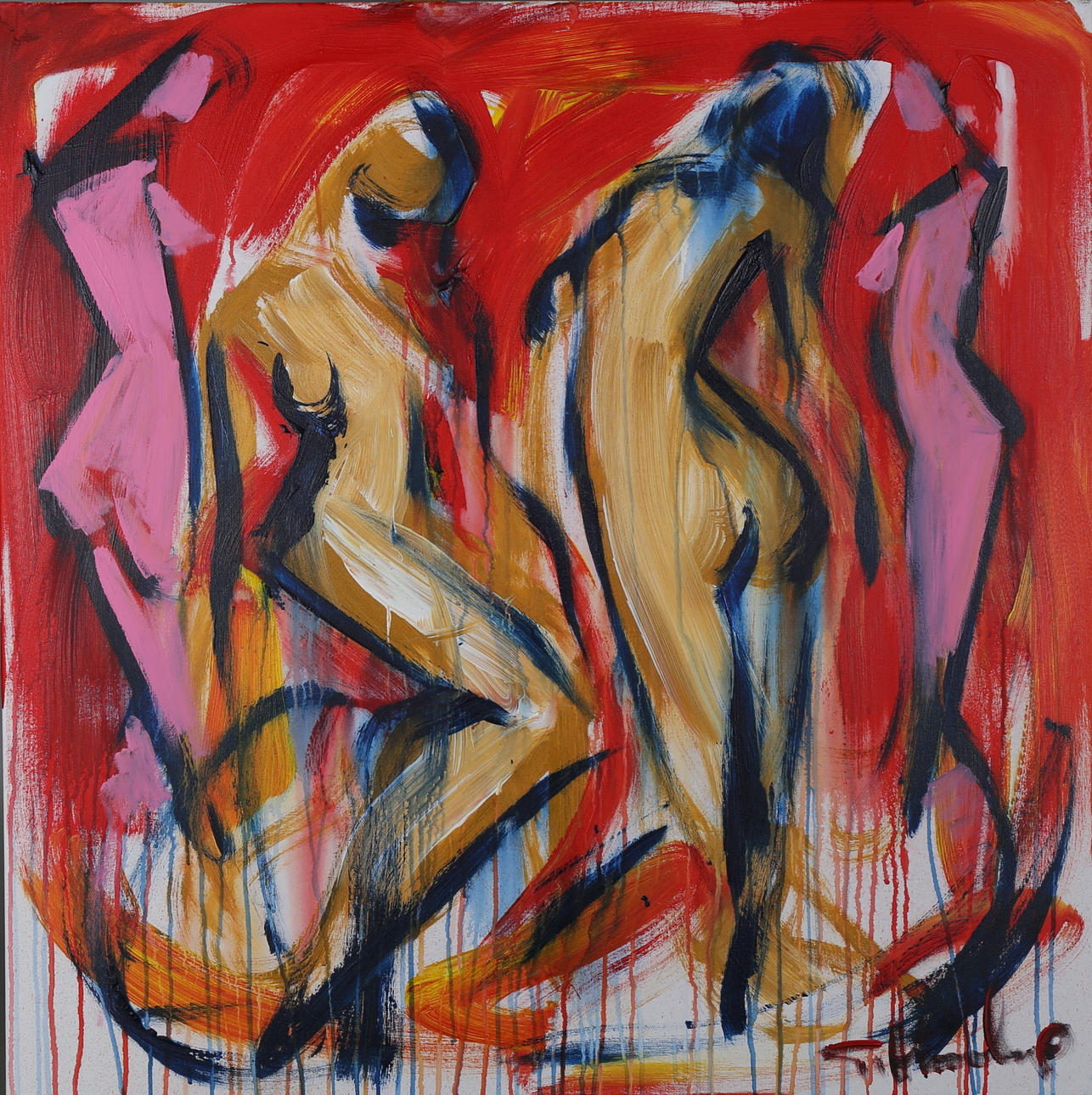 GÖRAN HAUSENKAMP. Modeller. Akryl på duk. Signerad G Hausenkamp.