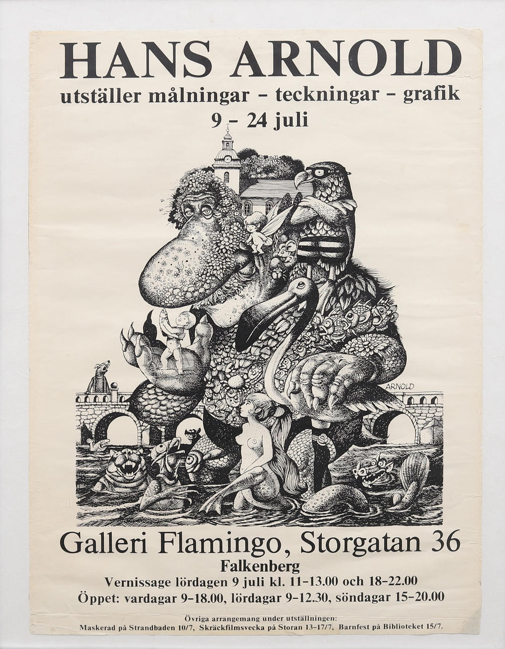 HANS ARNOLD. Poster, Gallery Flamingo, Falkenberg, lithographic print, unsigned.