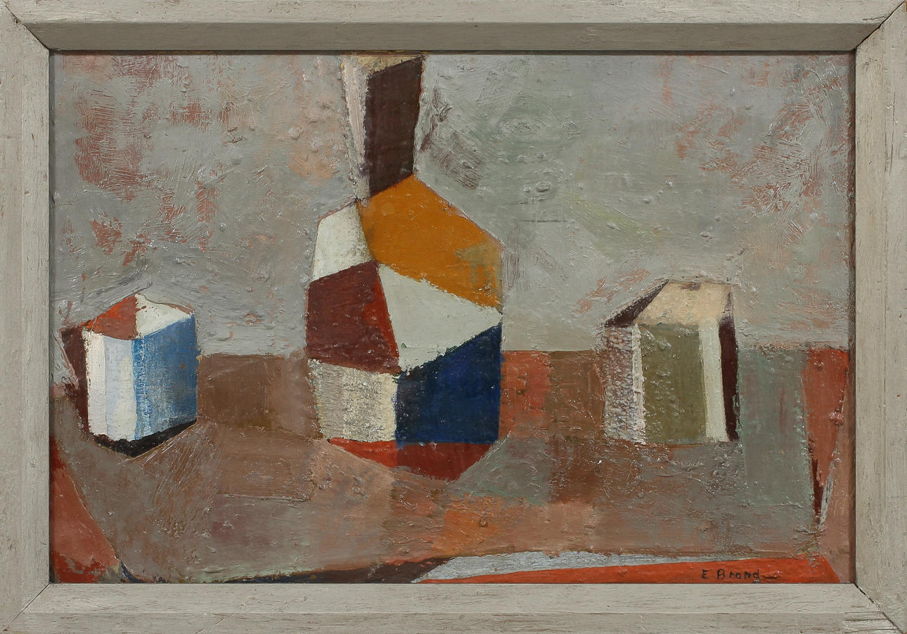 ERLAND BRAND. Stilleben med rökställ, olja på pannå, sign.