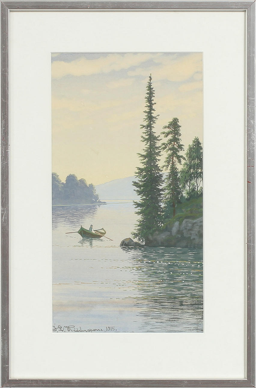 J L RIDDARSPORRE. Sjömotiv, akvareller, triptyk, signerad och daterad 1915.