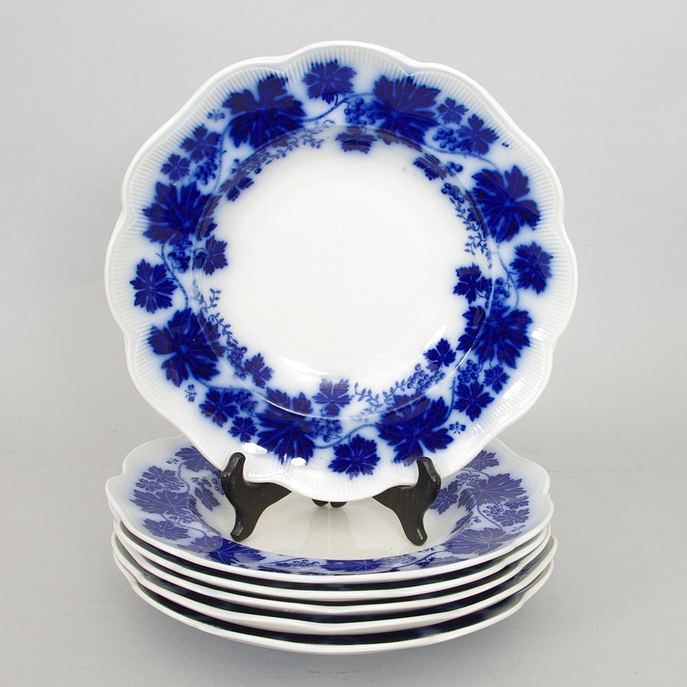 TALLRIKAR, 6 stycken djupa, "Vinranka", Gefle.