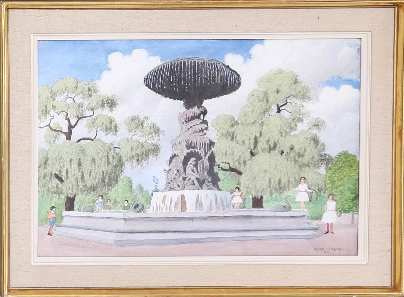 OSKAR BERGMAN. Akvarell, Sign o daterad 1959.