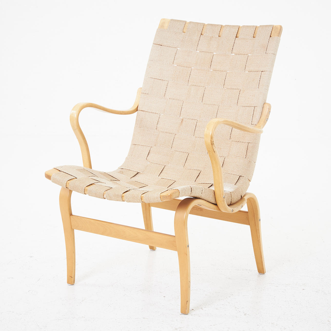 BRUNO MATHSSON. Armchair, "Eva", upholstery with saddle girth.