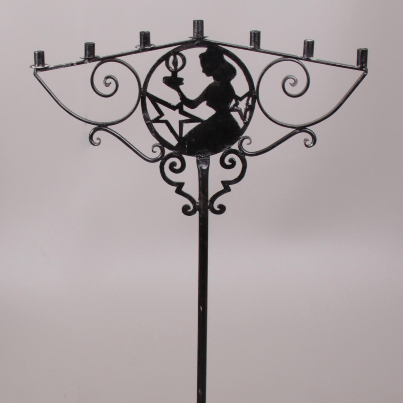 GOLVLJUSSTAKE, gjutjärn, smide, för 7 ljus, 1900-tal.