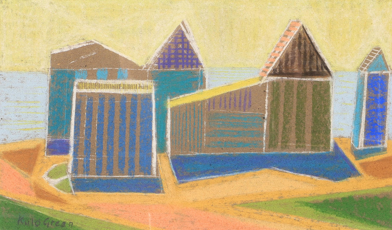 KULO GREEN. Badbodar, pastell, signerad.