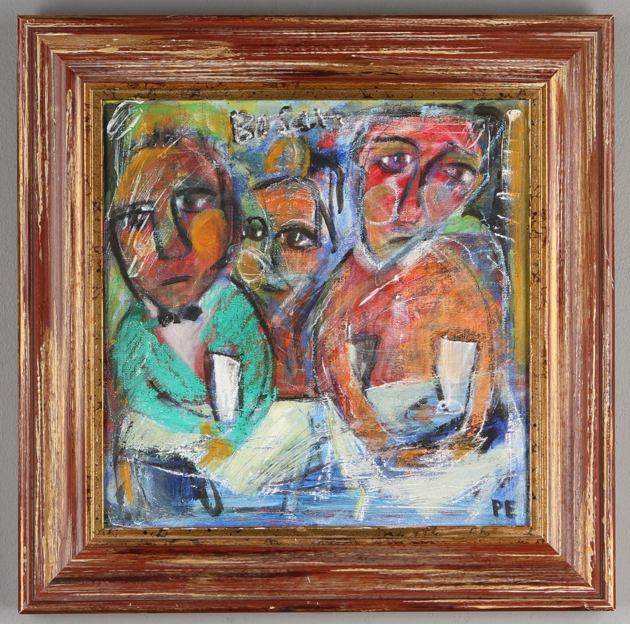 OKÄND KONSTNÄR. Komposition, blandteknik, monogramsignerad PE.