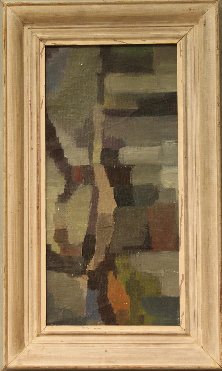 OIDENTIFIERAD KONSTNÄR. Komposition. Olja på duk. Signerad Forsberg.