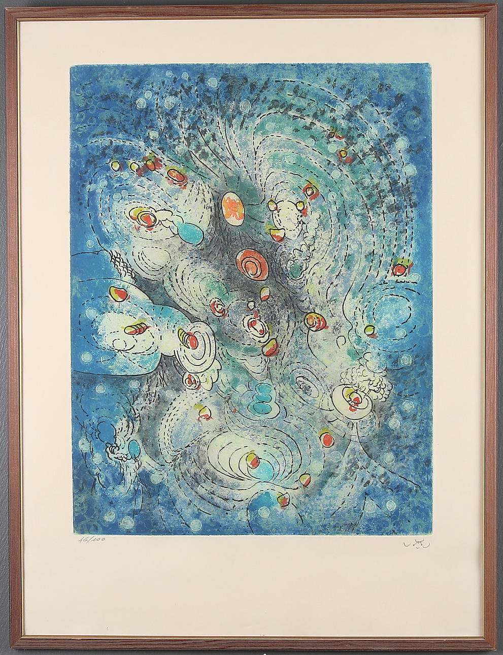 ROBERTO SEBASTIEN MATTA. "Tempete", färgakvatint, signerad och numrerad 46/100. 1974.