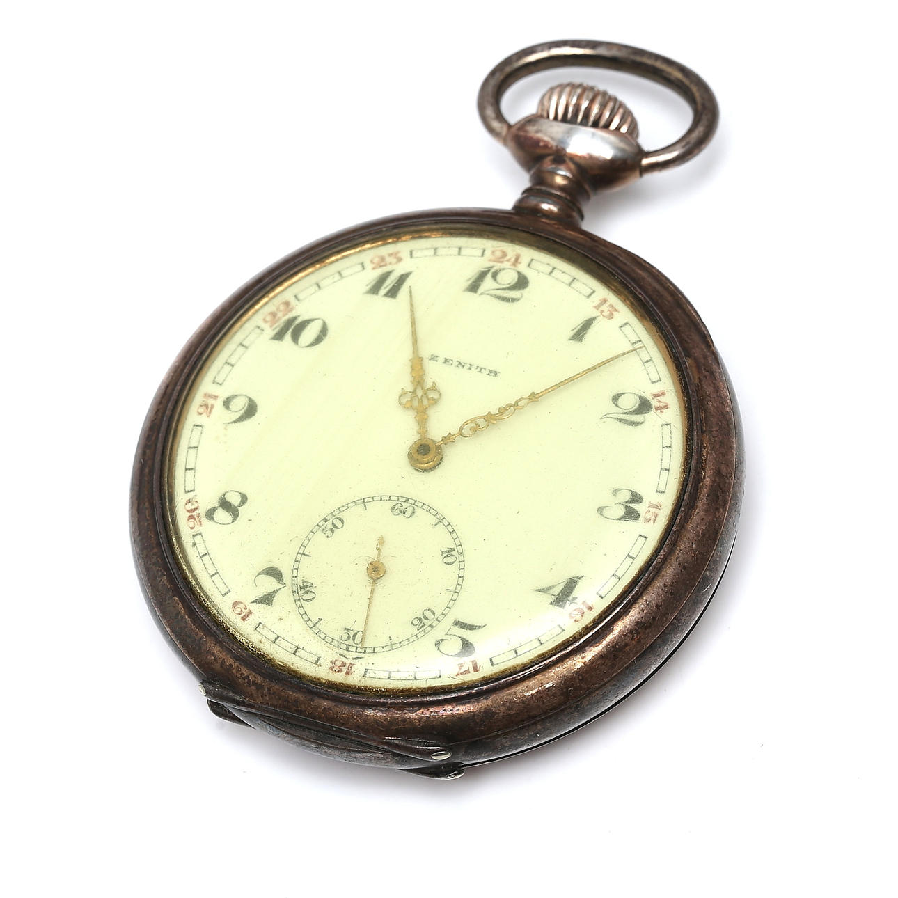 ZENITH, pocket watch, manual, anchor, silver outer case, 20th century.