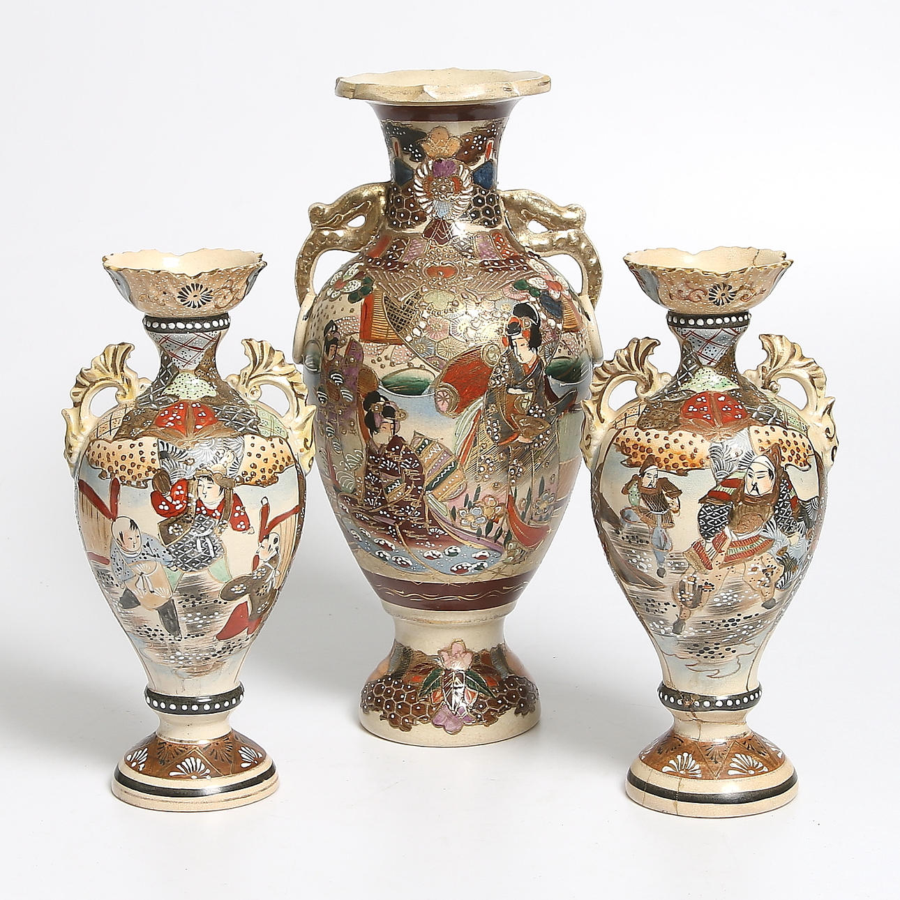 VASER, 3 pcs, satsuma, Japan. 1900s.