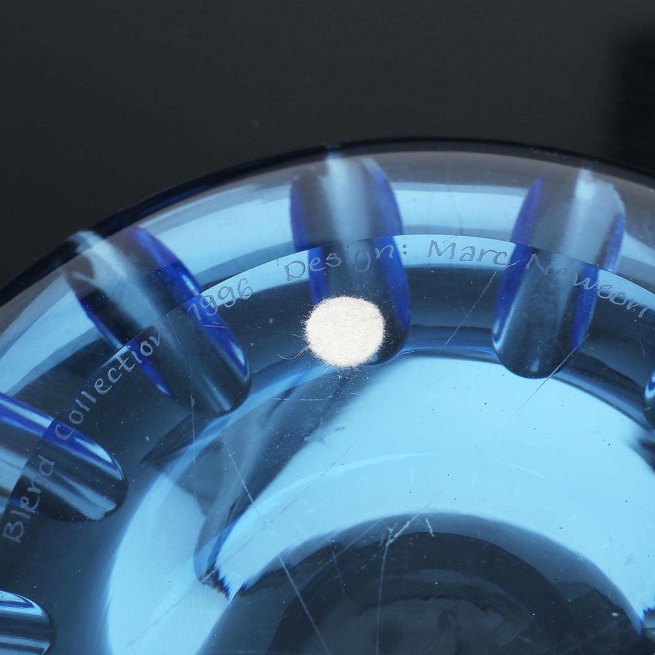 MARC NEWSON. Ashtray, blue glass pulp, Blend Collection, 1996