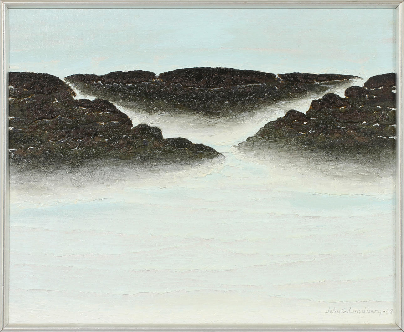 JOHN G LUNDBERG. "Snölandskap-68", olja på duk, signerad samt daterad 68.