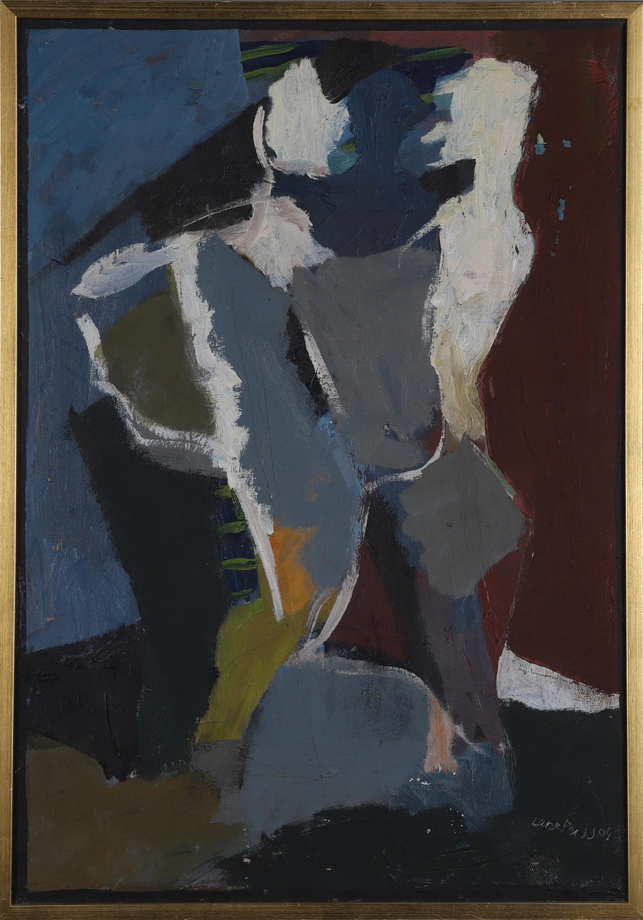 LASSE PERSSON. Oil on canvas, Abstract figure composition, signed.