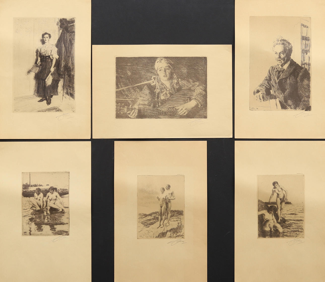 AFTER ANDERS ZORN. 6 lithographs after etchings, Bengtsons Lito 