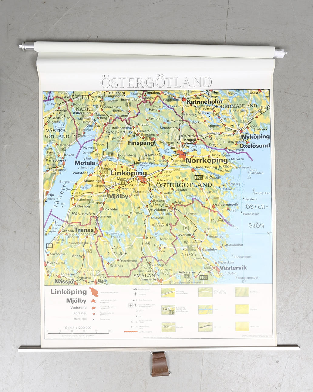 SKOLKARTA, Östergötland, 1900-talets andra hälft.