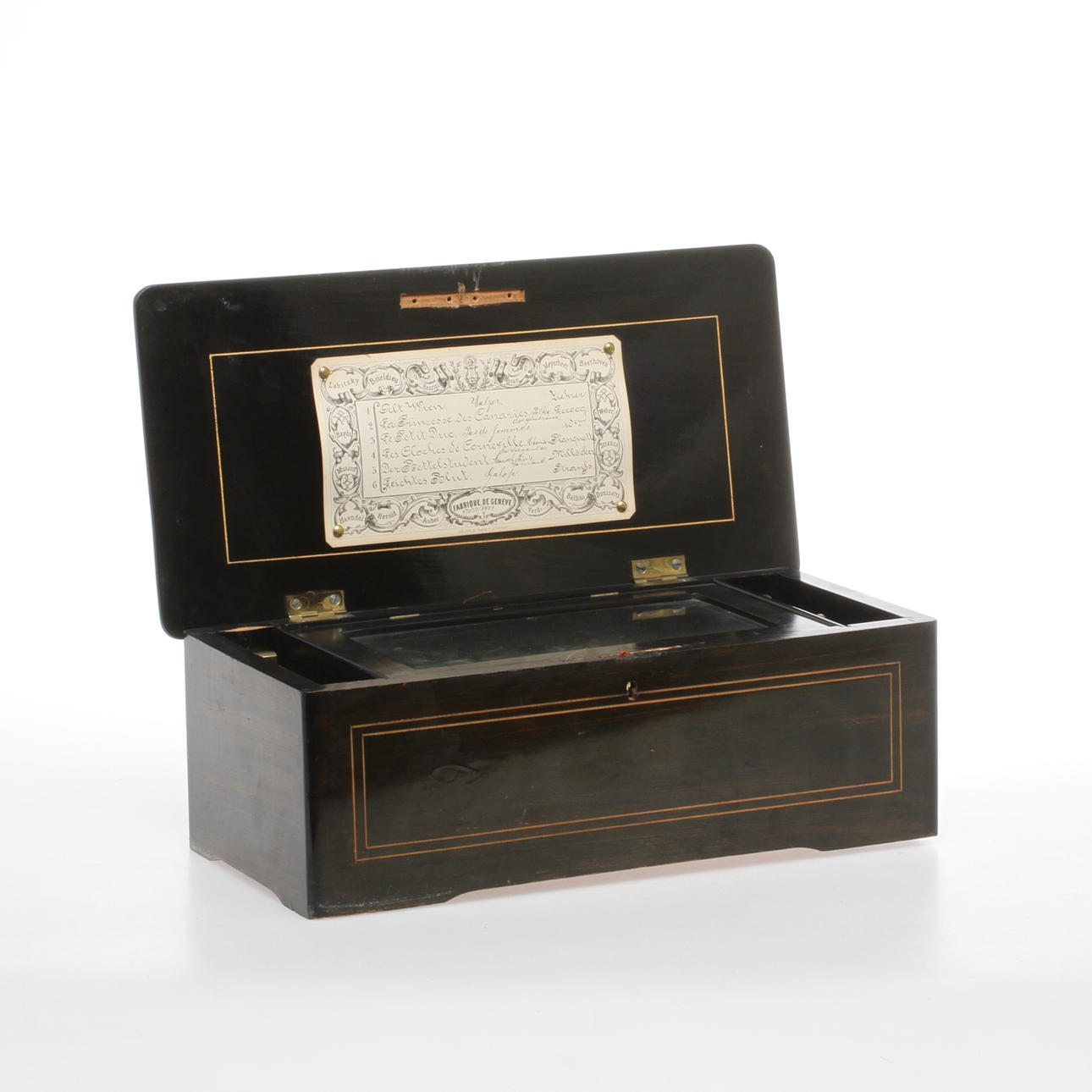 CYLINDERSPELDOSA, för 6 melodier, Schweiz, 1800-talets senare del.