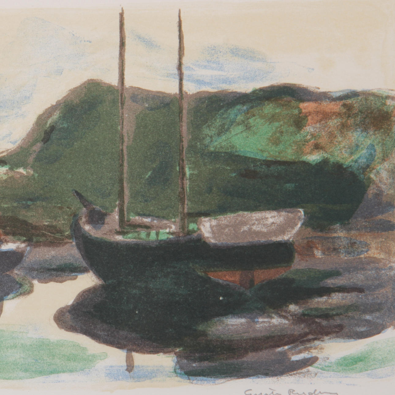 GUSTAV RUDBERG. Färglitografi, signerad och numrerad 229/300.