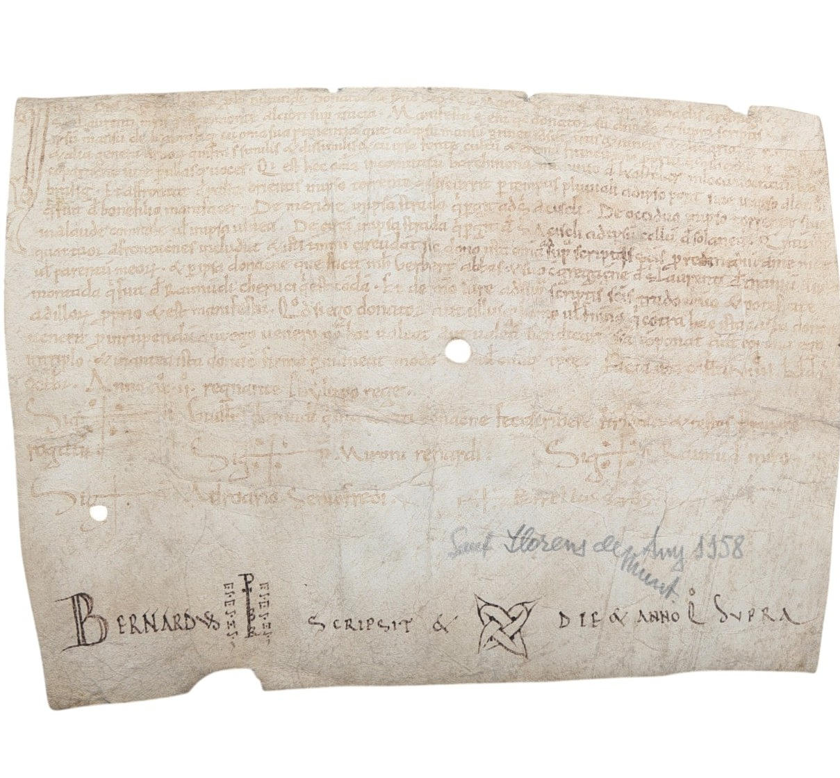 Parchment manuscript dated 1158.