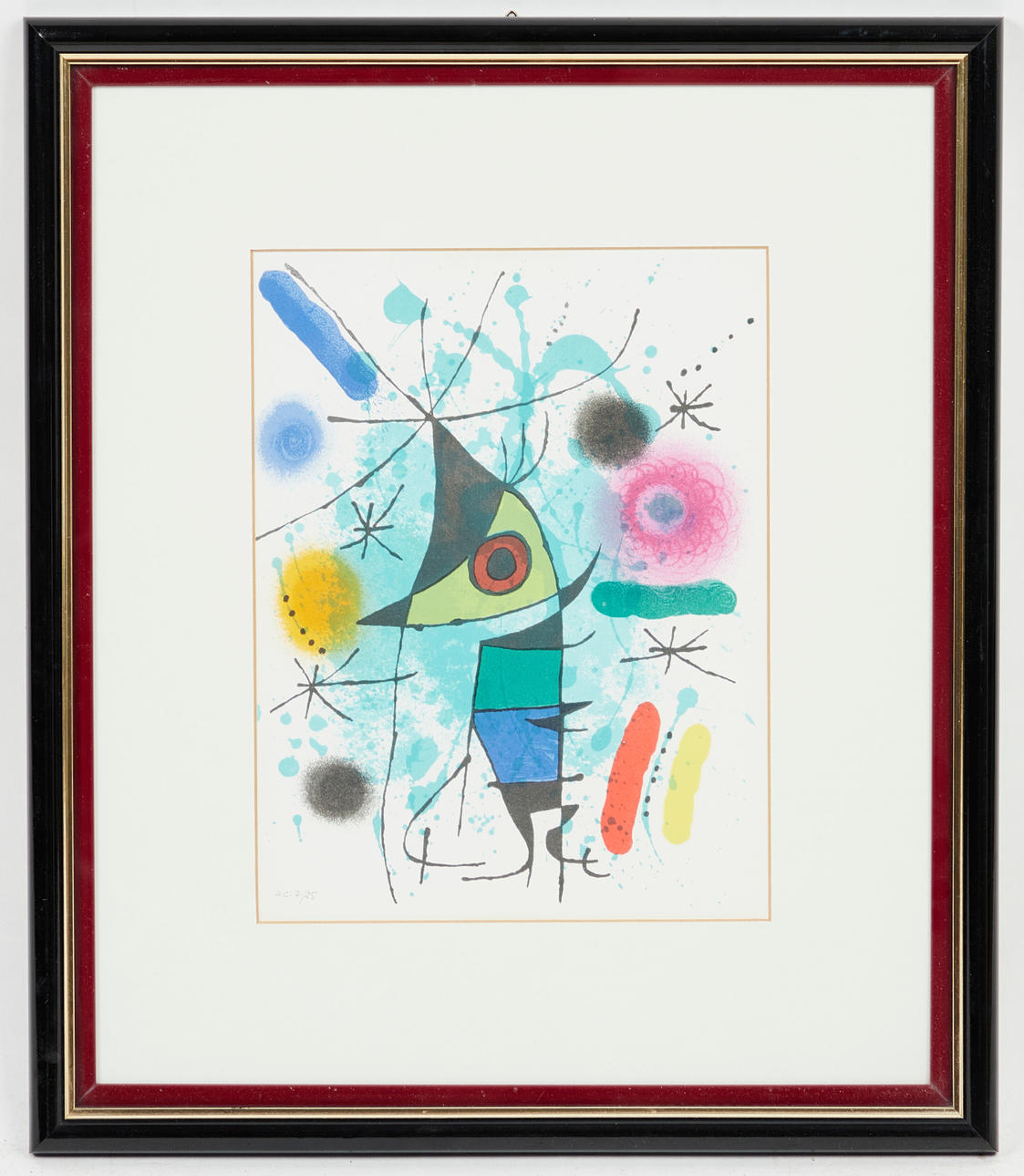 JOAN MIRÓ. Farblithografie, 'Der Singende', 1972.
