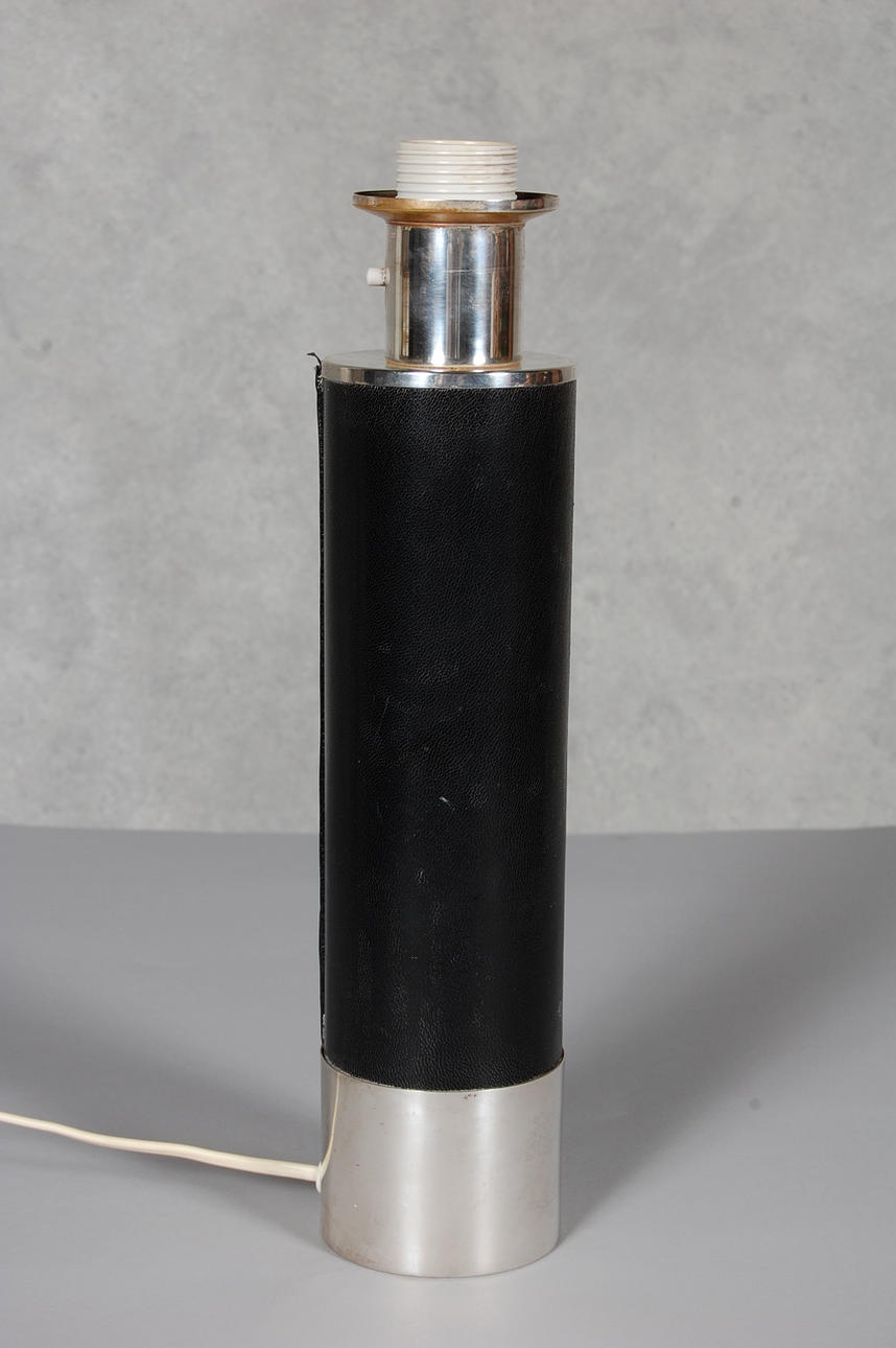 BORDSLAMPA, 60-tal, skinn, nysilver från Falkenbergsbelysning.