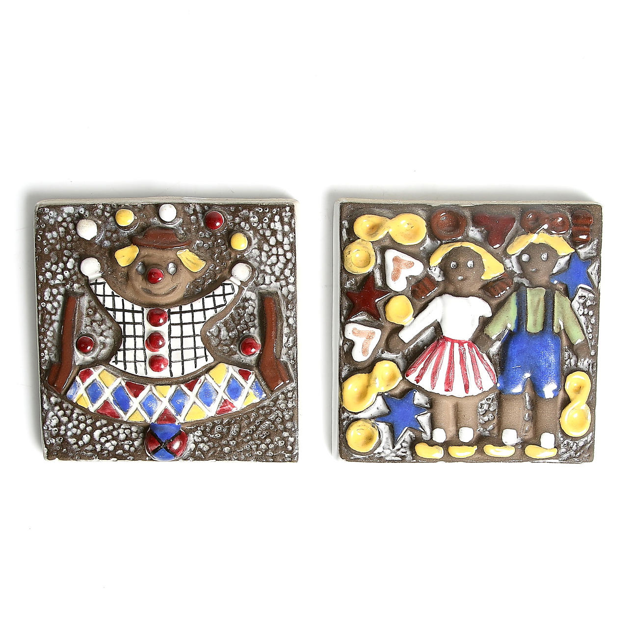 VÄGGPLATTOR, 2 st, keramik, Taisto Kaasinen, Upsala-Ekeby, 1950-60-tal.