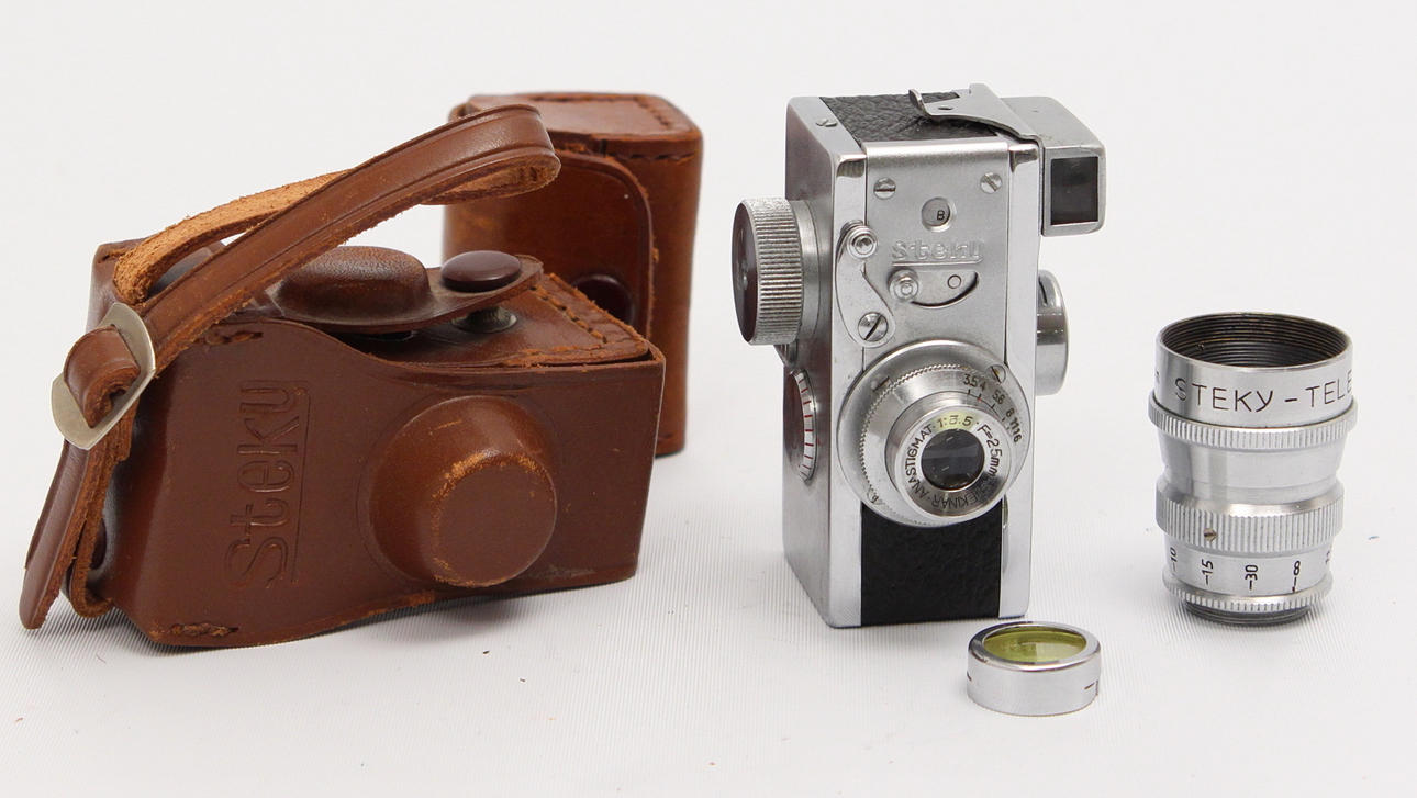 KAMERA STEKY, spionkamera med teleobjektiv, vintage.