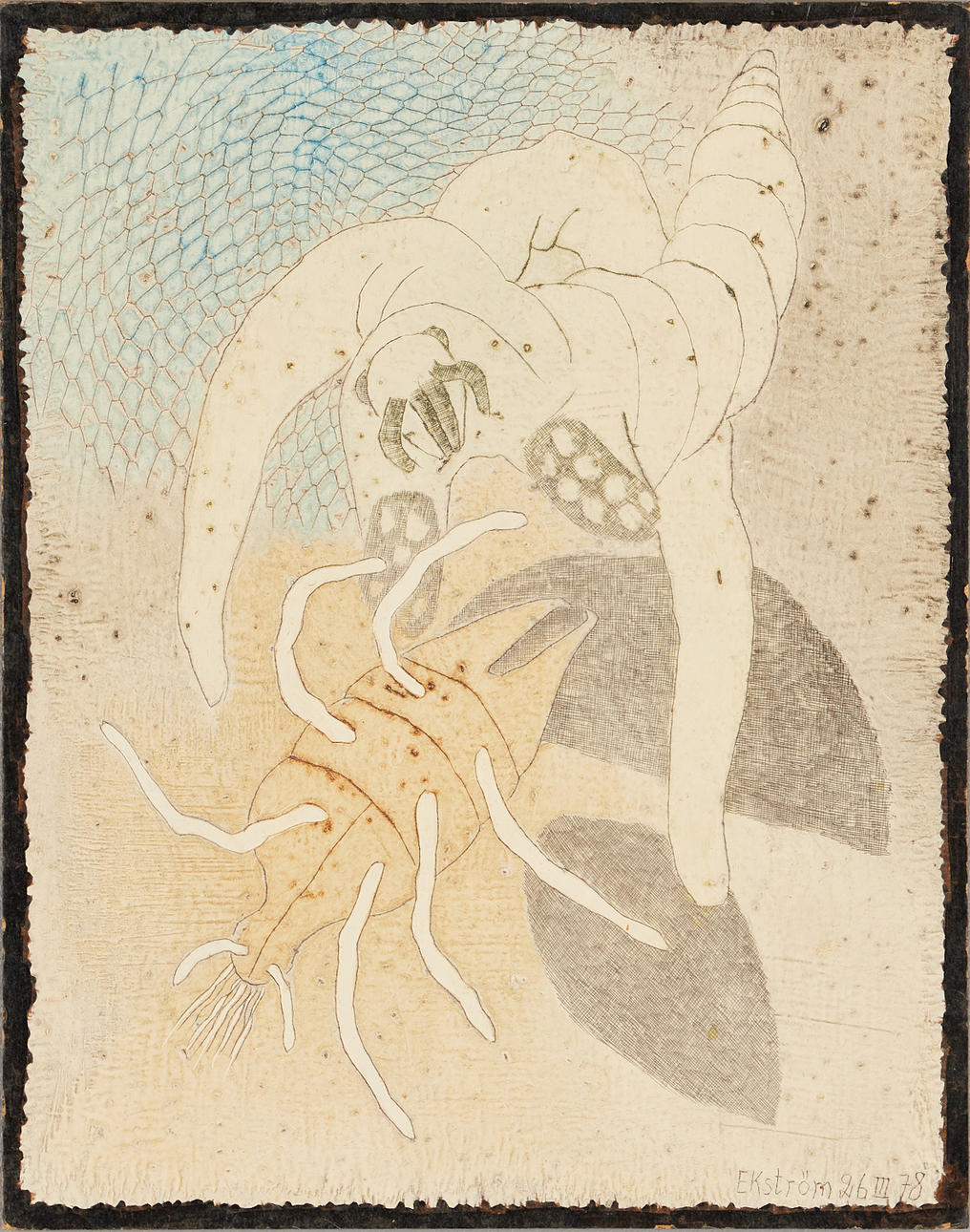 THEA EKSTRÖM. Composition with microorganisms, signed and dated Ekström 26 III 78.