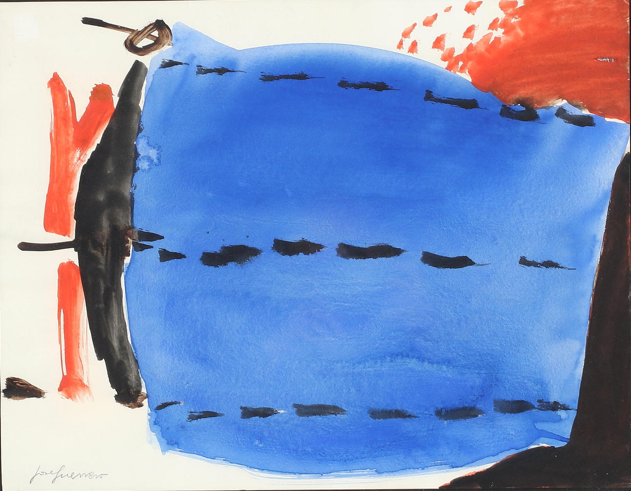 JOSÉ GUERRERO. "Nerja", gouache on paper, signed.