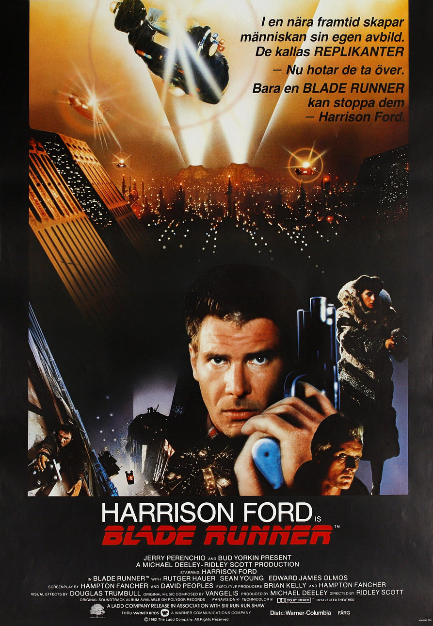 BLADE RUNNER, 1982, originalaffisch, vintage, svensk text.