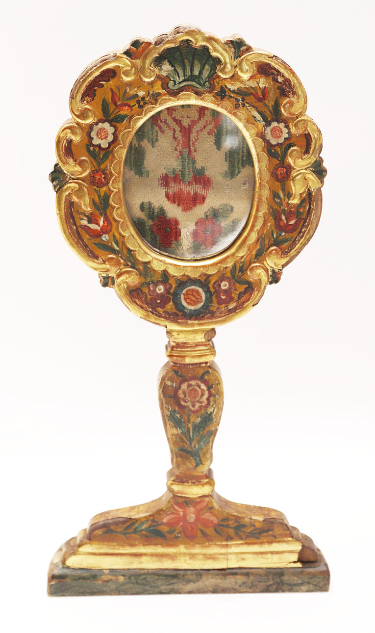 TABLET RELIQUER, marmoreret træ, 1700-tallet.