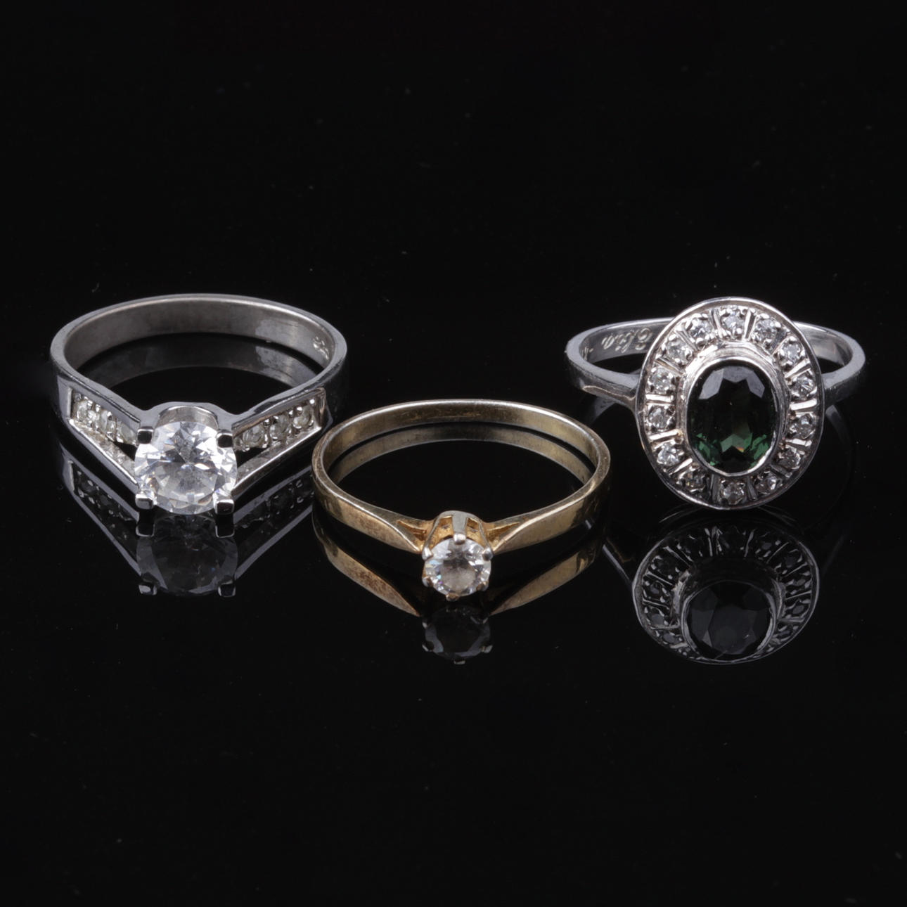 RINGAR, med stenar, 3 st. Sterlingsilver.