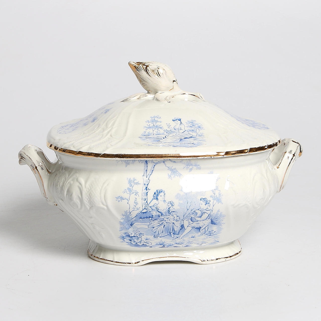 TERRIN, flintgods, rokoko-stil, "Landskap", Gustafsberg, sekelskiftet 1800-1900.