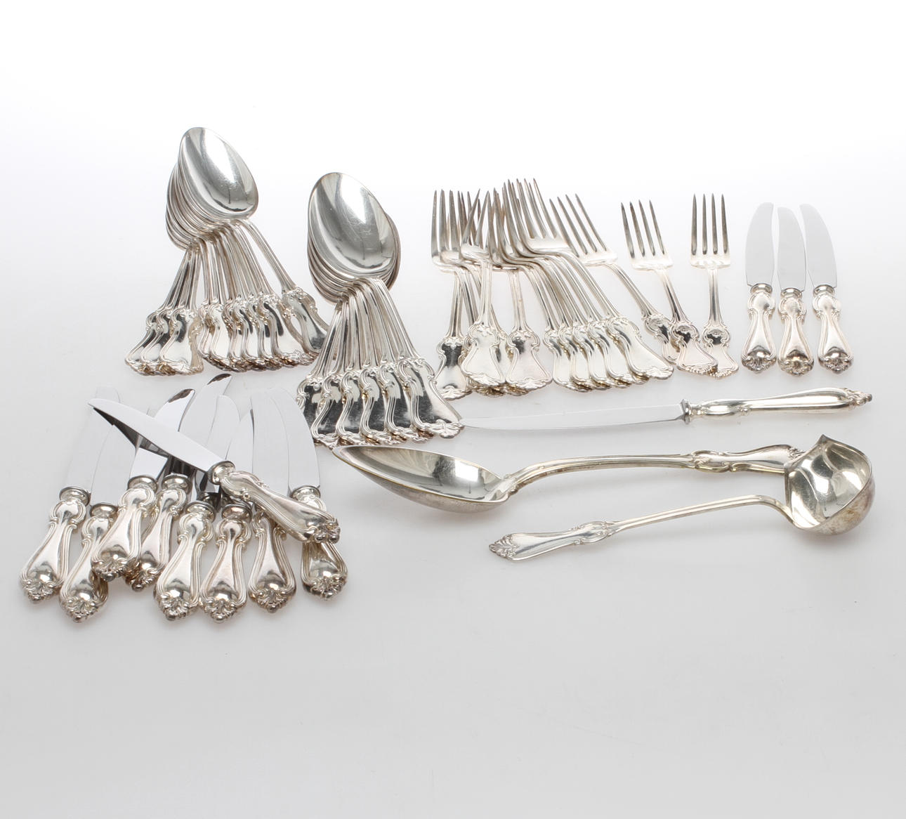 BESTICK, 44 delar, nysilver, "Olga", GAB, 1900-tal.