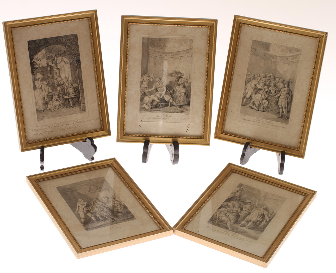 JOHAN TOBIAS SERGEL. EFTER. Gravyrer, 5 st, teaterscener, act I-V Gustaf Adolf, 17/1800-tal.
