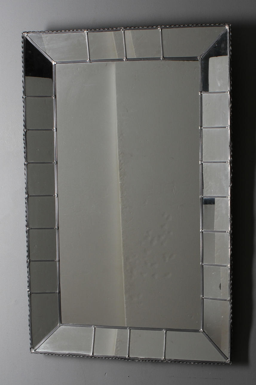 SPEGEL, VÄGGLAMPOR, 1 par, med blyinfattningar, 1900-talets andra hälft.