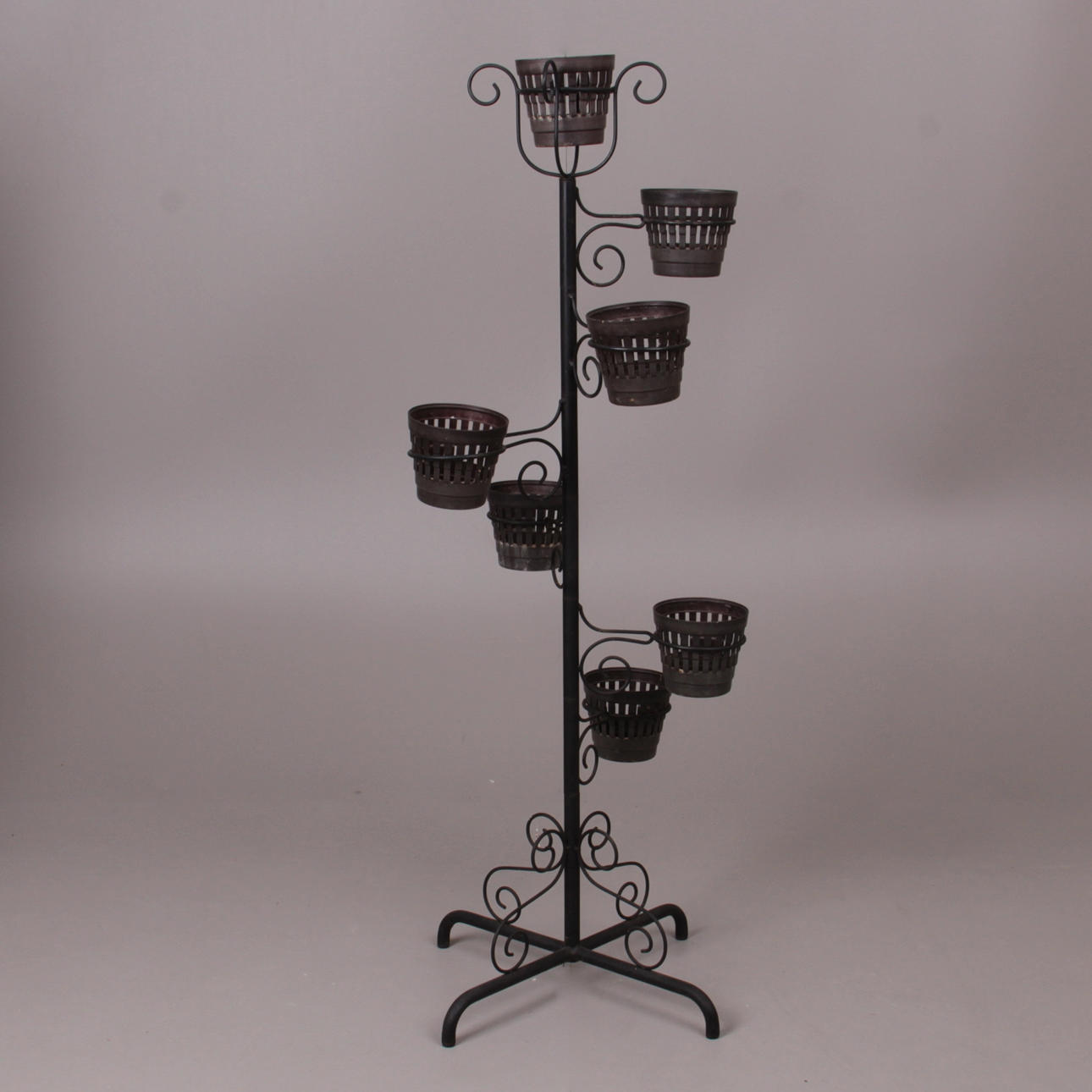 PIEDESTAL/BLOMSTÄLLNING, stål, för sju krukor, 1900-tal.
