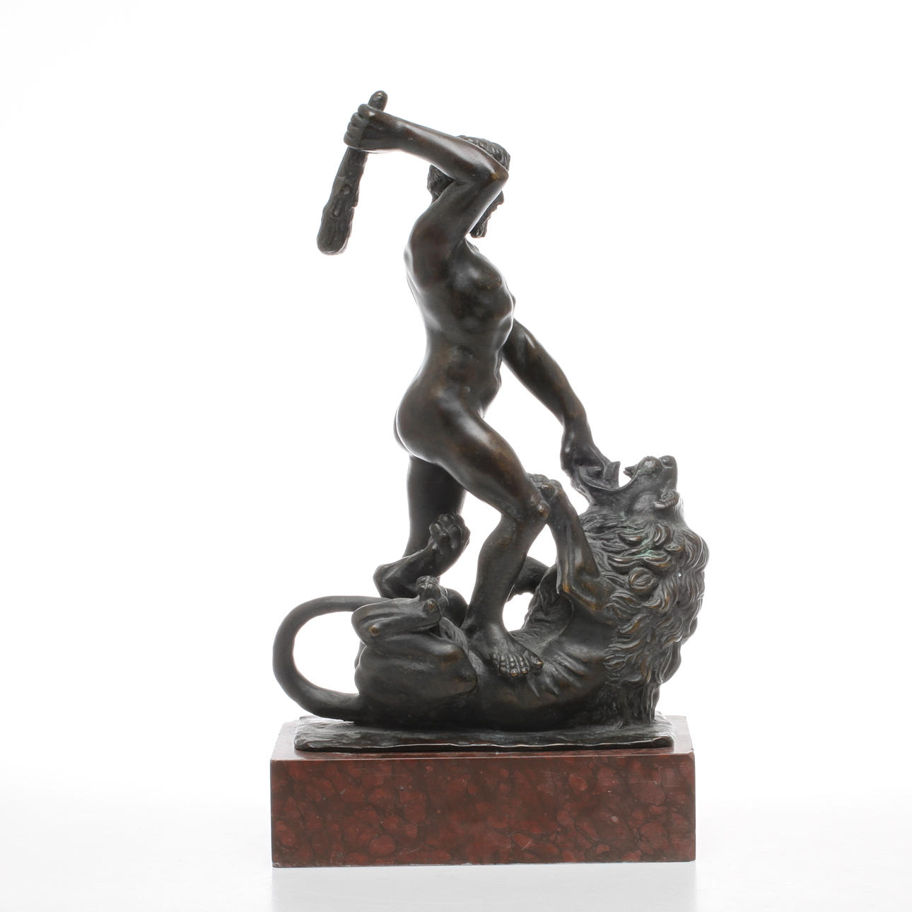 OIDENTIFIERAD KONSTNÄR. Herkules och det nemeiska lejonet, patinerad brons, osignerad.