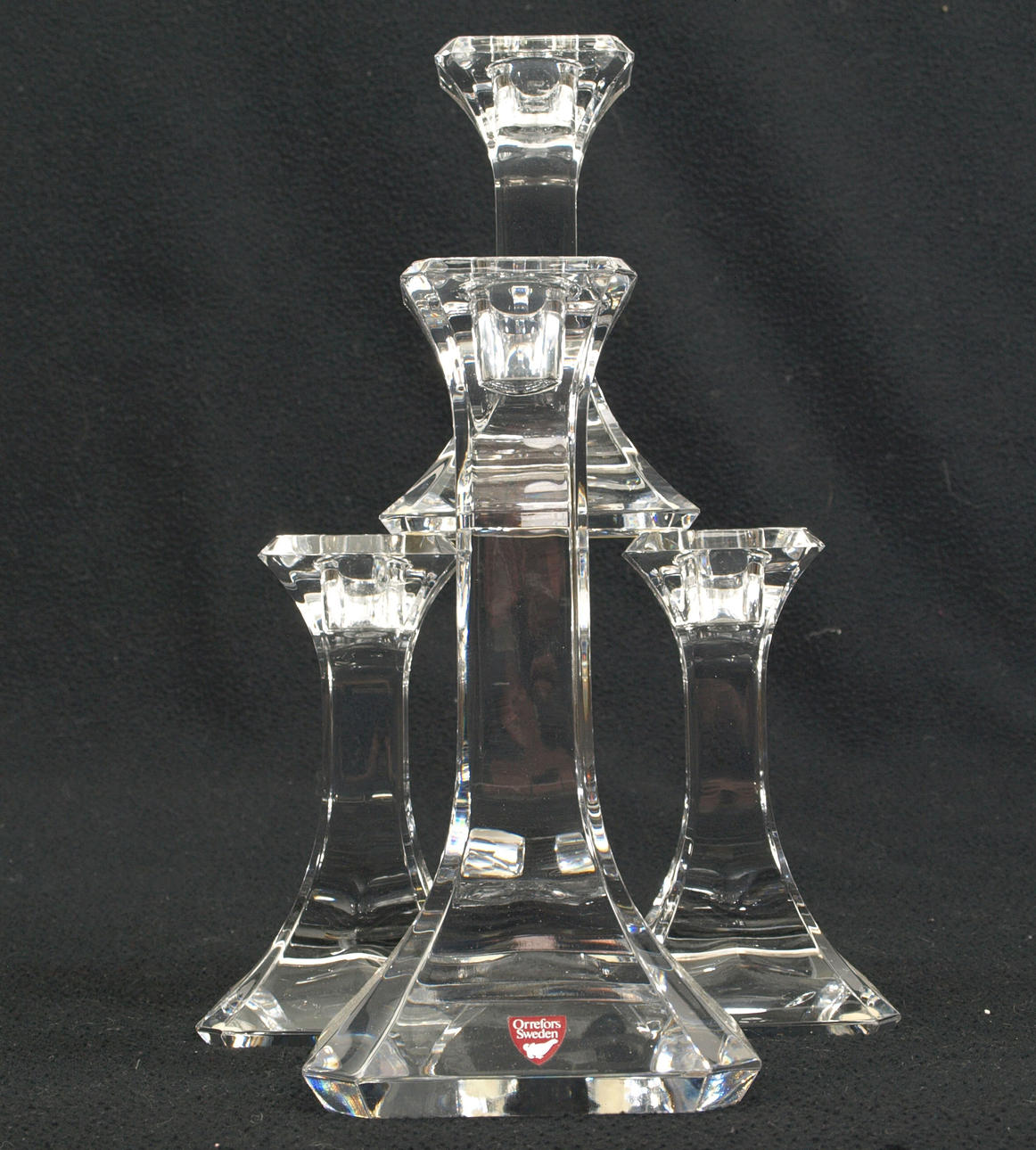 OLLE ALBERIUS. Ljusstakar, 4 stycken, kristall, "Regina", Orrefors, signerade.