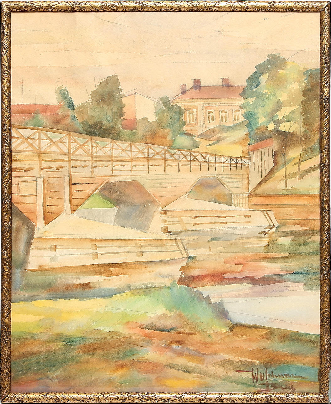 WALDEMAR BERG. Akvarell på papper, signerad.