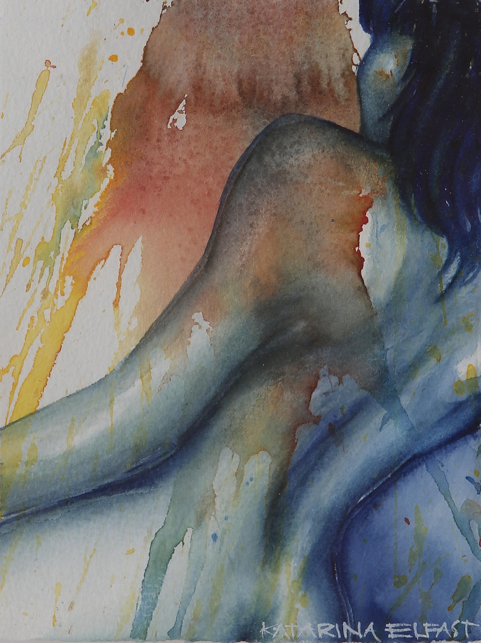 KATARINA ELFAST. akvarell, sign.
