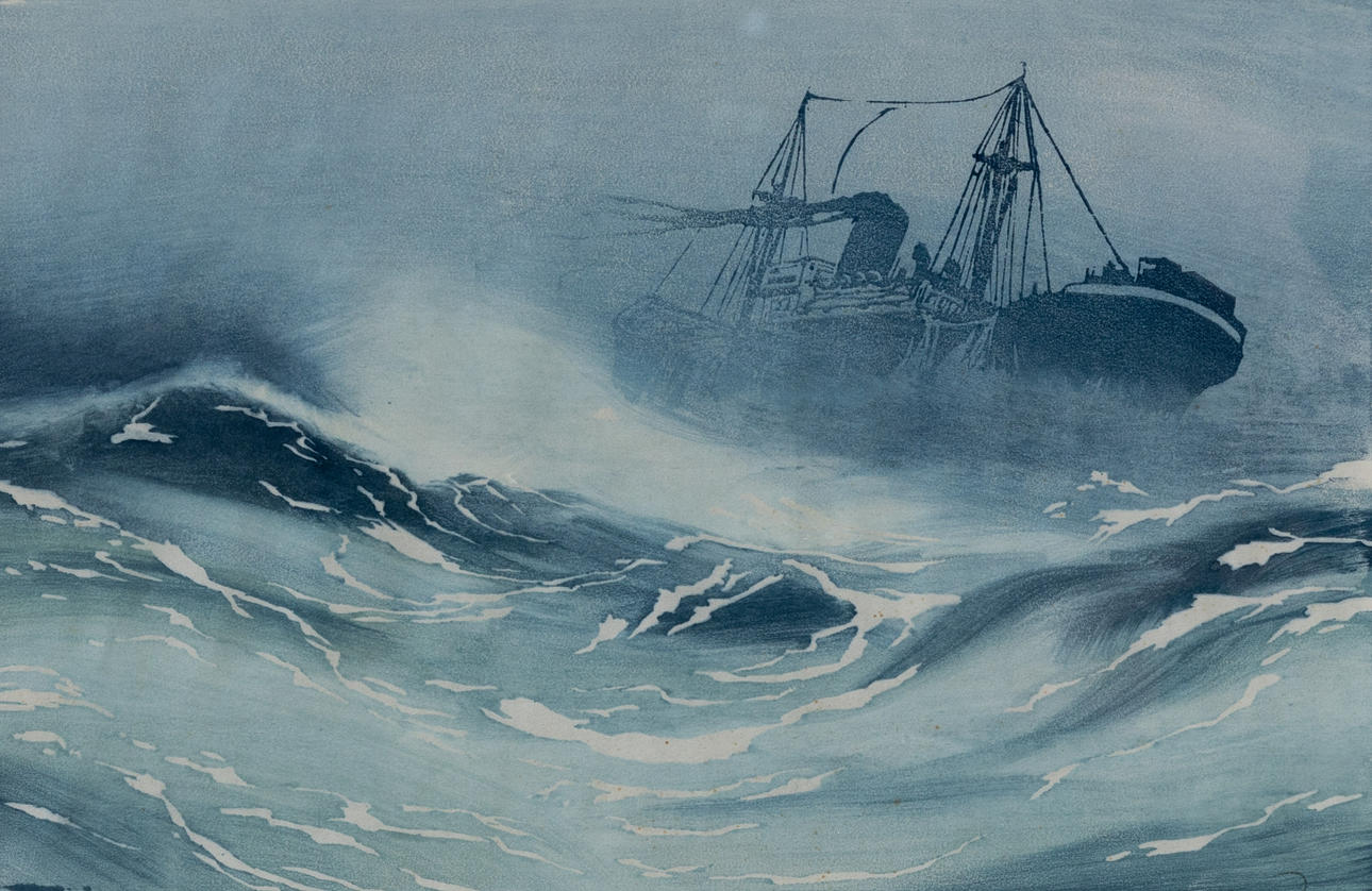 OSCAR DROEGE (1898-1983). Schiff in schwerer See.