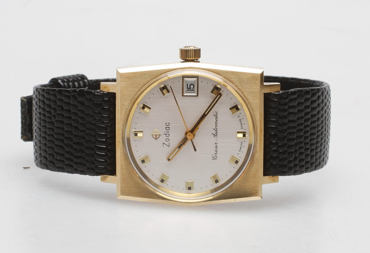 HERRARMBANDSUR, Zodiac, 18k guld, Corsair Automatic, 1970-tal.