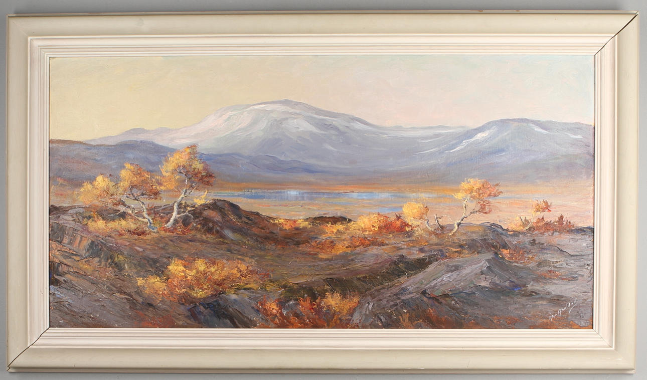 ÅKE AHNLUND. Landskap, olja på pannå, signerad.