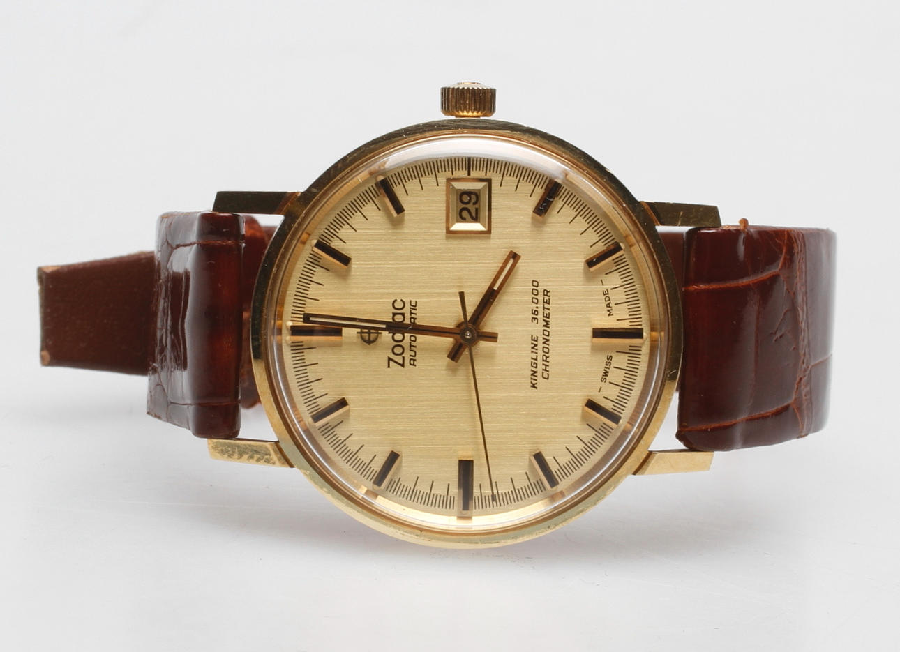 HERRARMBANDSUR, Zodiac, Kingline 3600, 18k guld, automatic, ca 1980.