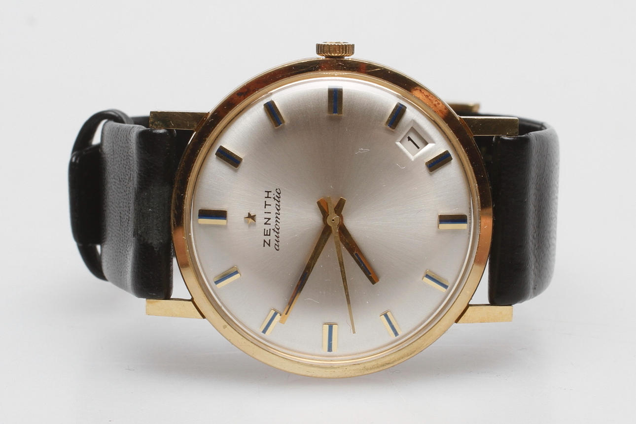 HERRARMBANDSUR, Zenith, automatic, 18k guld, 1970-tal.