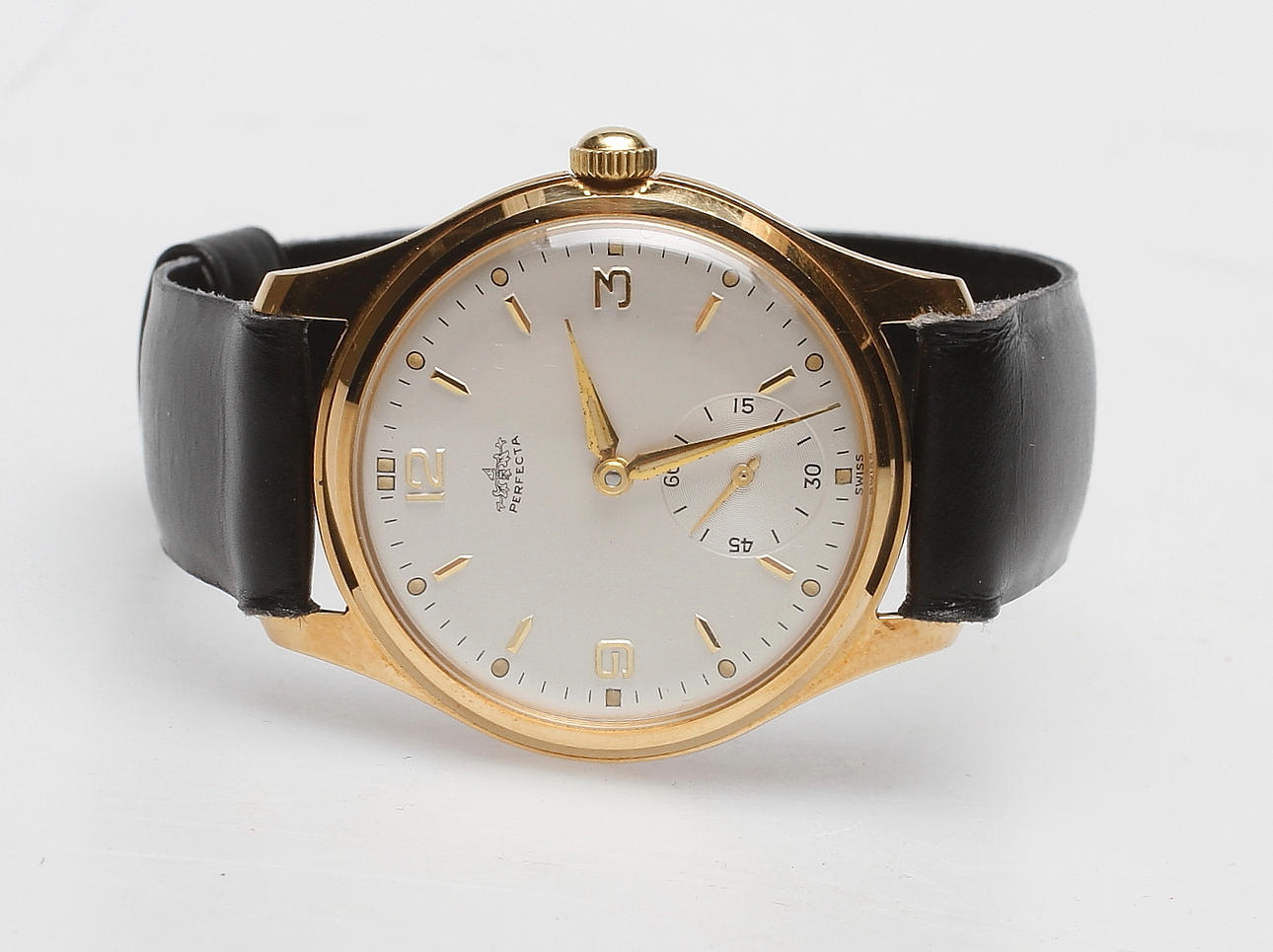 HERRARMBANDSUR, Perfecta, 18k guld, manuell, 1950-tal.