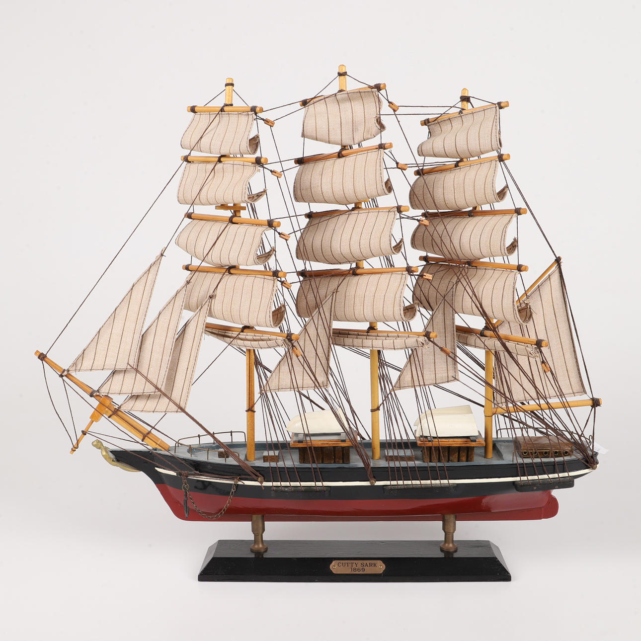 MODEL BOAT, "Cutty Sark 1869", wood/textile, 2000s.